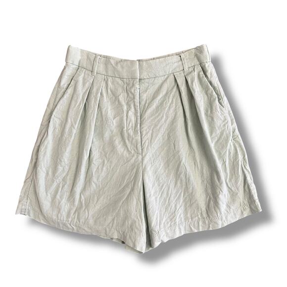 Abercrombie & Fitch Linen Blend Pleated High Rise Shorts Women’s S Sage Green - Picture 1 of 12